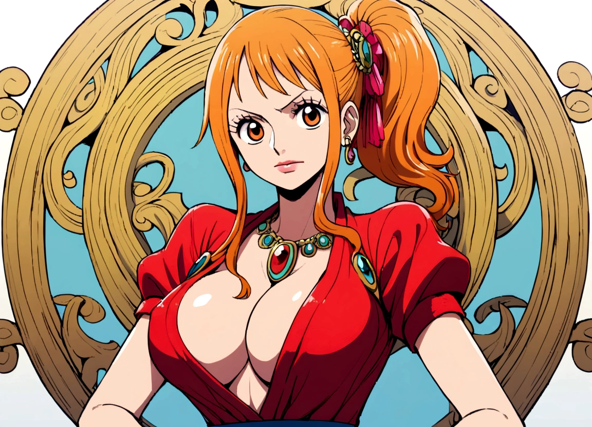 Nami from one piece showing her breasts