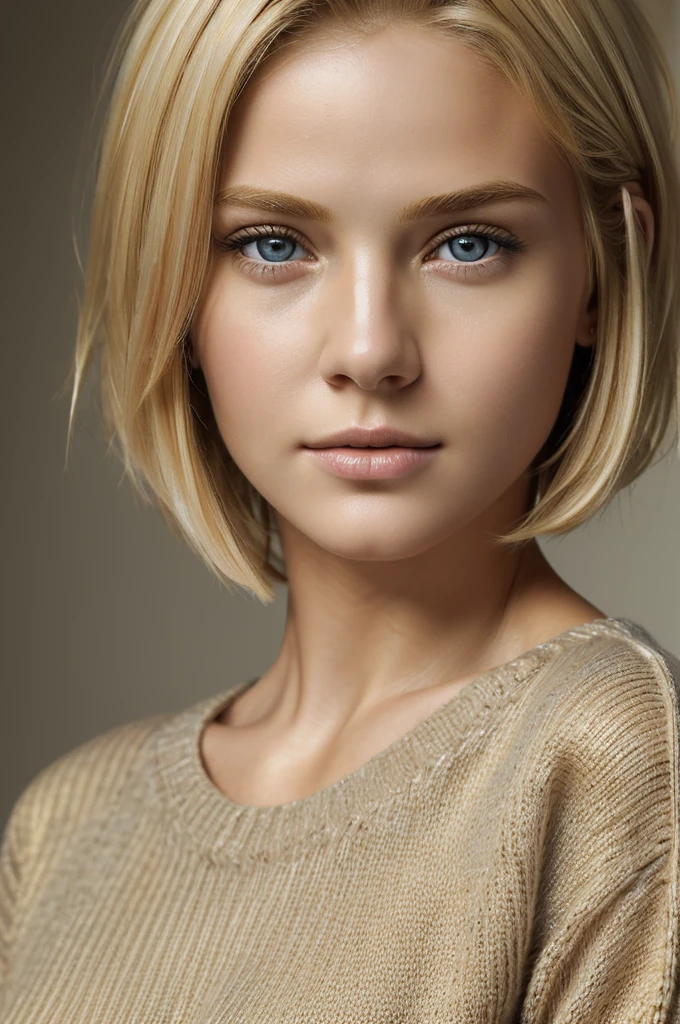 (masterpiece:1.3), (8k, photorealistic, RAW photo, best quality: 1.4), (1girl), beautiful face, (realistic face), (blonde hair, short hair:1.3), beautiful hairstyle, realistic eyes, beautiful detailed eyes, (realistic skin), beautiful skin, (sweater), absurdres, attractive, ultra high res, ultra realistic, highly detailed, golden ratio