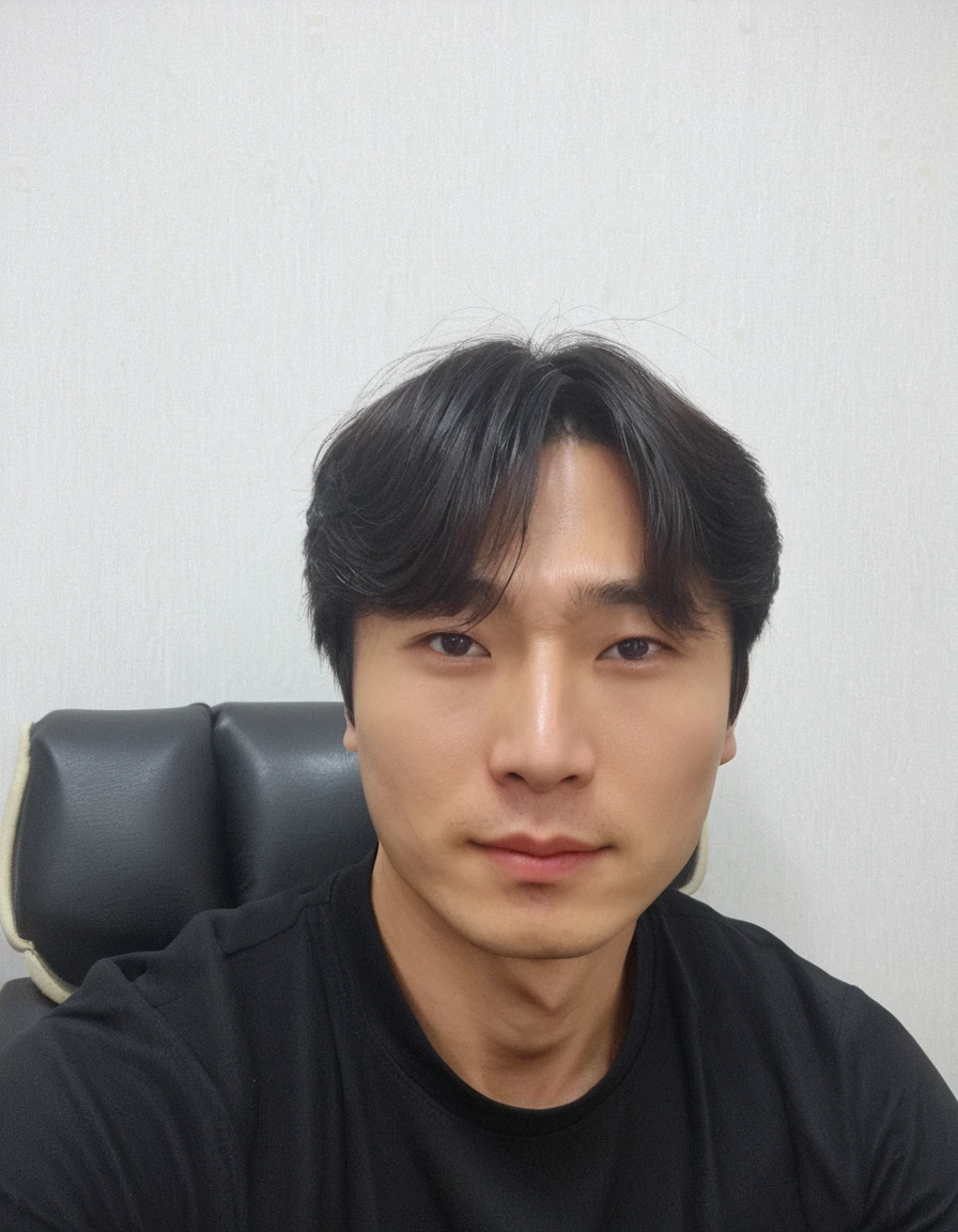 Best Quality, 8k, Masterpiece, (Portrait: 1.3), (photo realistic:1.4), (hyper realistic:1.4), Sharp Focus, looking at viewer, (smoother lighting:1.1), (increase cinematic lighting quality:0.9), realistic lighting, backlighting, light on face, ray trace, (brightening light:1.2), (Increase quality:1.4), sharp detail, (best quality real texture skin:1.4), finely detailed eyes, black_eyes, finely detailed face, 30 year old Korean man