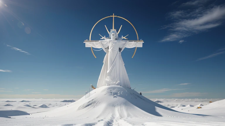 Resurrected souls stand before God's white throne to be judged based on their actions in earthly life as divine justice is finally served.