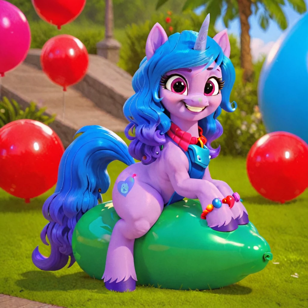 cinematic film still score_9, score_8_up, score_7_up, score_6_up, score_5_up, score_4_up, Digital art, cute,
Izzy Moonbow, earth pony, muscular, smirking, feral,
rating_questionable,
meadow,
(balloon fetish, looner, sitting on a balloon, balloon sitting:1.2),
(detailed balloon, one balloon, sitpop:1.3),
thick thighs, balloon fetish, sitting on a balloon, one balloon, too heavy,
(tied balloon, tight balloon, necked balloon:1.2),
foreshortening, depth of field, motion lines,
emphasis lines, impact emanata,
screencap, . shallow depth of field, vignette, highly detailed, high budget, bokeh, cinemascope, moody, epic, gorgeous, film grain, grainy