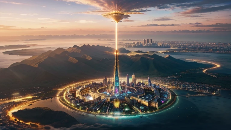 The radiant celestial city descends from the sky, a resplendent paradise reserved for the redeemed, offering an eternal home of happiness and perfection.