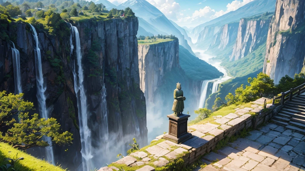 Cliff overlooking the waterfall, There are some arch-shaped stones on the top, Matte painting 8k, Matte Paint 8K, Portrait Wallpaper 8K, Portrait Wallpaper 8K, Portrait Wallpaper 4K, Portrait Wallpaper 4K, The Lost Series, realistic fantasy render, 8K resolution digital painting, 8K resolution digital painting, Jessica Rossier Fantasy Art, 4K rendered matte paint, 3D rendered matte paint