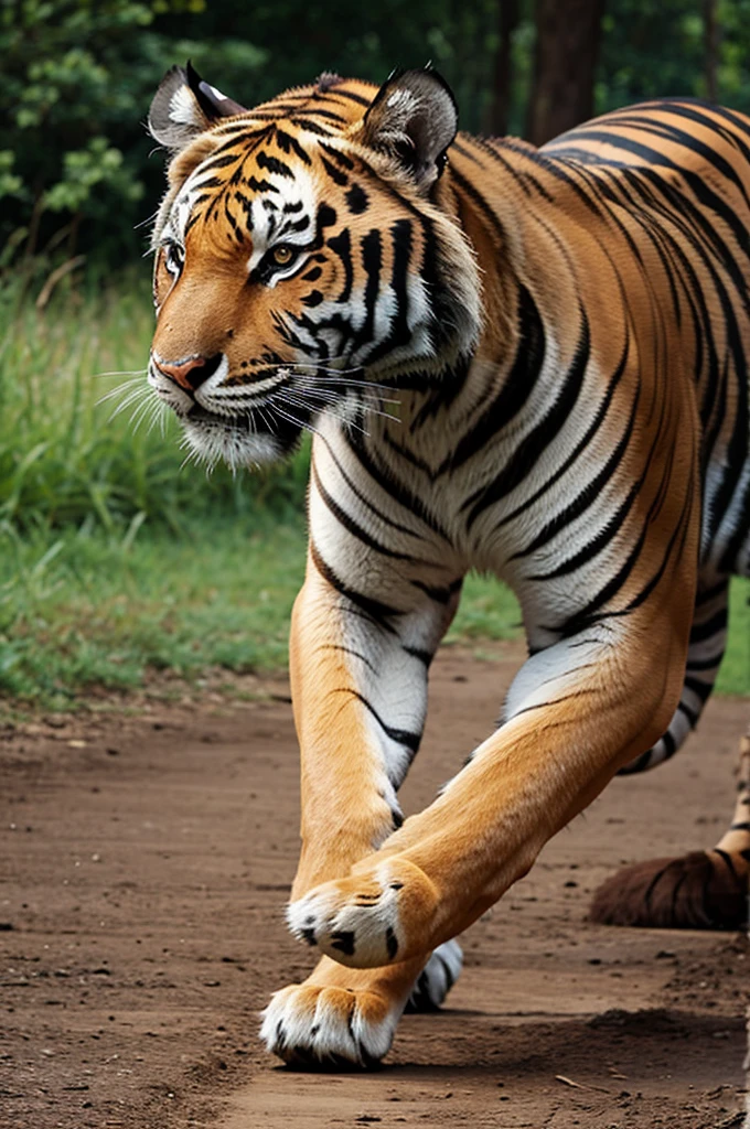 A tiger running