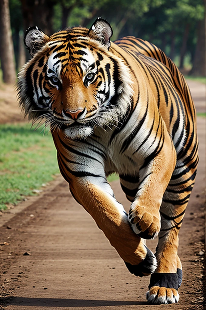 A tiger running