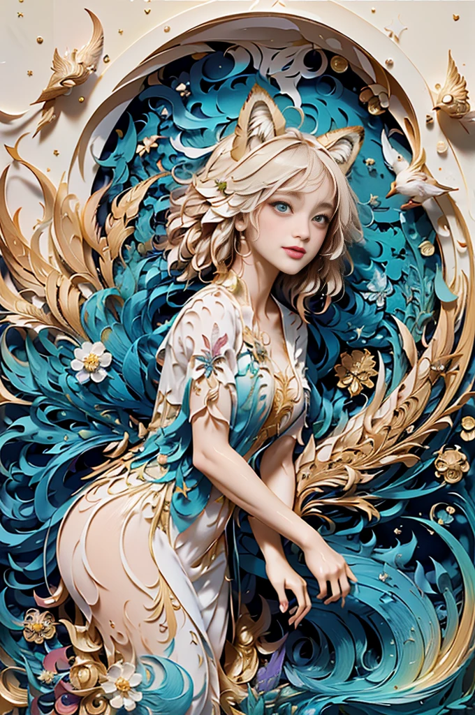(masterpiece, top quality, best quality, official art, beautiful and aesthetic:1.2), (1girl:1.3), extremely detailed,(fractal art:1.2),colorful,highest detailed,(zentangle:1.2), (dynamic pose), (abstract background:1.5), (treditional dress:1.2), (shiny skin), (many colors:1.4), upper body, smile
Splash art, luminism, fantasy acrylic, digital painting, majestic fox. Magical fantasy white fox closeup, magical creature made of flowers, birds, moon and star colors, big reflective eyes, colorful paint splash style, paint drops, color waves, close-up portrait, color drips, fairy tale, dynamic lighting, art station, Peter Maubacher, broadcast, wow, masterpiece, golden glitter, bubbles, transparent smoke, sun rays
Fantasy art, luminism, fantasy acrylic, digital painting, brave fox. Magic fantasy white fur big winged fox closeup, magical creature made of flowers, birds, moon and star colors, big reflective eyes, colorful paint fantasy style, paint drop, color wave, close up portrait, color drip, fairy tale, dynamic lighting, art station, masterpiece, gold glitter, bubbles, transparent smoke, sun rays,