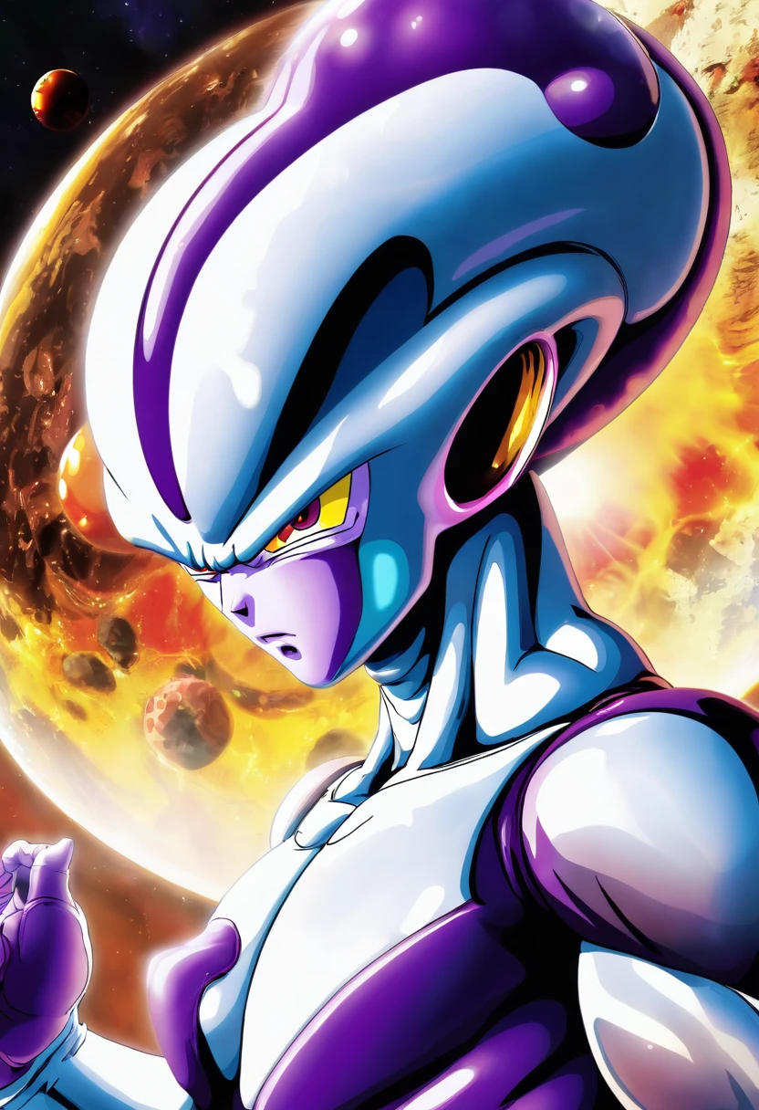 (((Extreme close-up Xenomorph Alien the eighth fusion passenger Frieza (((Dragon Ball Z))) front images color images Splash Akira Toriyama))),(((Surreal and cinematic images)))