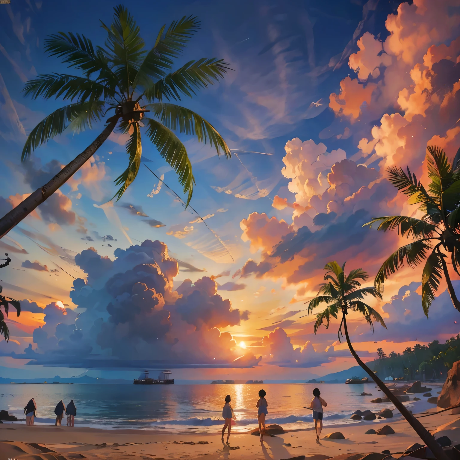 8K, Highest quality, masterpiece, Ultra-high resolution, (realism: 1.4), オリジナルphotograph, Beach,Reef,Coconut Tree,風景photograph,photograph