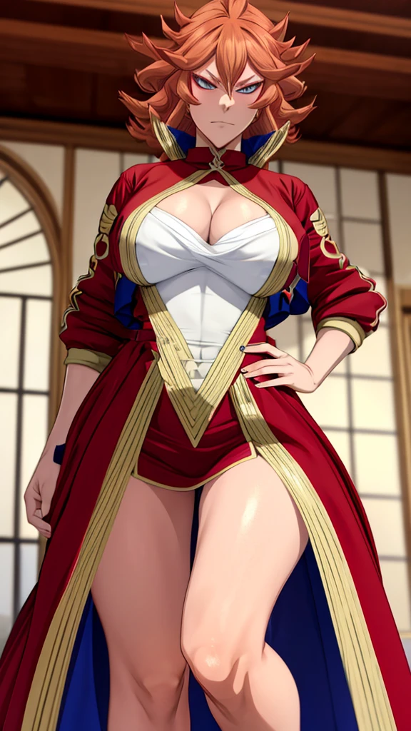 best qualityer, super detaill, work of art, ultra HD, 8K, 1 girl, focus on the girl, Mereoleona Vermillion, redgown, chic, sexy e sensual, showing off your thighs, emphasis on the thighs.