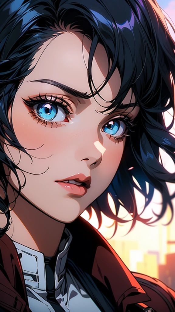 Anime girl with black hair and blue eyes looking at the camera, Attack on Titanより, (Attack on Titanアニメ), Close-up of a young anime girl, Young woman anime visual, Attack on Titan, Today&#39;s featured anime is still, Mikasa Ackerman, close!!!!!, Another close-up of Iwakura, Extremely close up shot, close!!