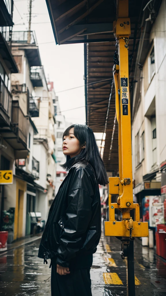 ((crane))、Rainy Sky、((1girl)),from below