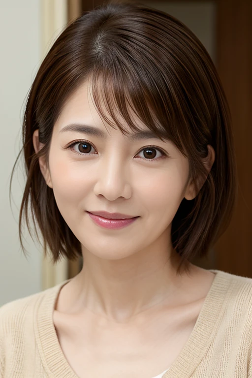 8K、high quality、Realistic Photographic Images、50 years old、Japanese women、Neat and clean wife、small 、housewife、Natural and realistic eyes、Beautiful brown hair、short hair、Sappin&#39;、light makeup、Beautiful lighting、Golden ratio composition、smile、(Beige clothes:1.2)、Casual clothing、(No sleeve、Gaucho pants:1.5)、(Panty lines are clearly visible:1.5)、(Walking with a parasol:1.5)、Natural background、Blurred Background、Unclear、Mature Woman、Plain、smile、Black-haired、Small black eyes、Background blur
