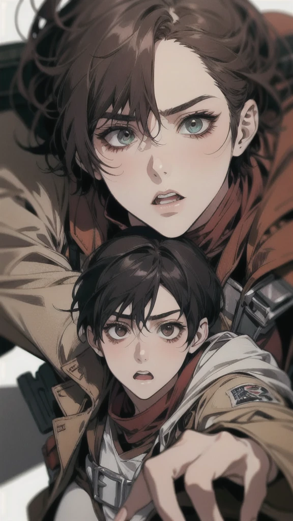 Close-up of a person with a gun and a person with a gun, Mikasa Ackerman, Attack on Titanより, portrait of Ellen Yeager, Attack on Titan, looking like Annie Leonhart, Attack on Titanアニメスタイル, Ellen Yeager, Ellen Yeager, Annie Leonhart, Attack on Titan 秘密アート

