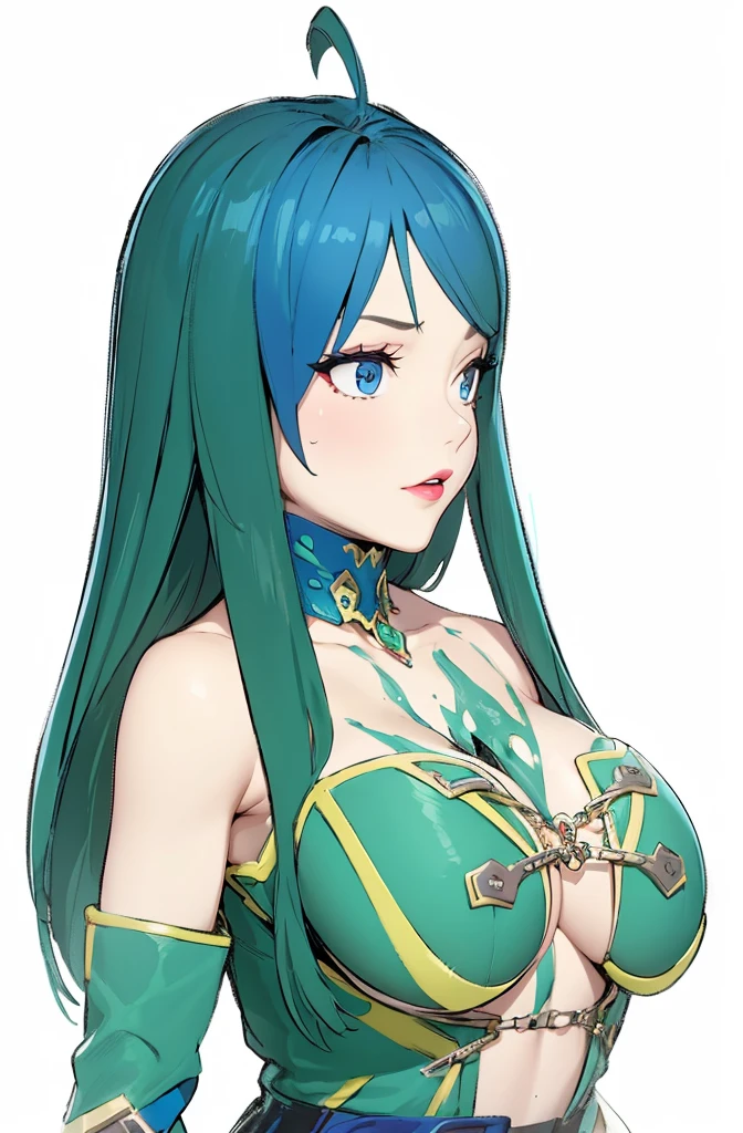 Beauty,sexy,Bondage Fashion,Cramped chest,Cleavage,Jewelry on the chest,Smooth long hair,Blue choker,Blue Eyes,lipstick,chest strap,Emphasize the chest,4K,8K,Highest quality