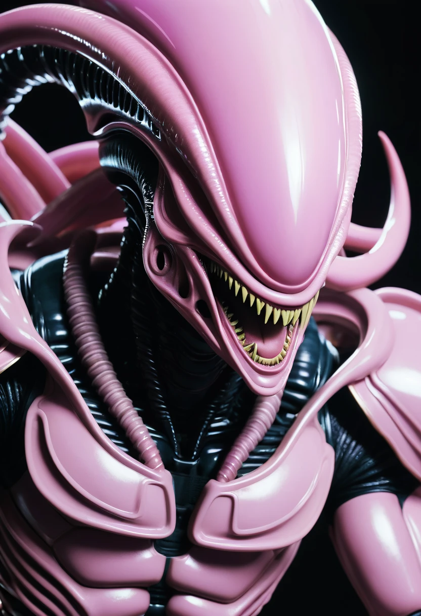 (((Extreme close-up Xenomorph Alien the eighth fusion passenger Majin Buu))),(((Dragon Ball Z))) front images color images Splash Akira Toriyama))),(((Surreal and cinematic images)))