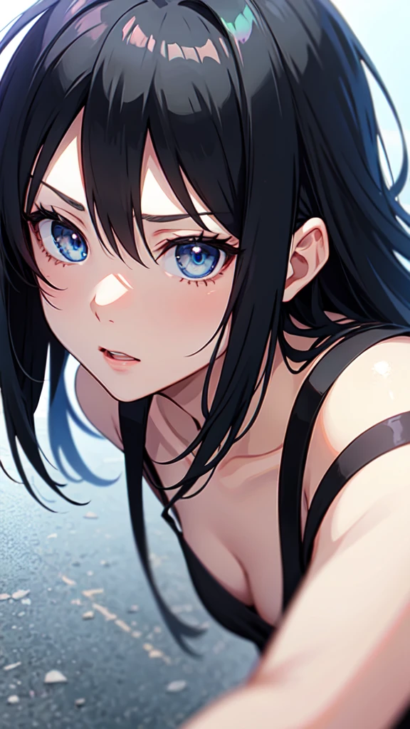 Anime girl with black hair and blue eyes looking at the camera, Attack on Titanより, (Attack on Titanアニメ), Close-up of a young anime girl, Young woman anime visual, Attack on Titan, Today&#39;s featured anime is still, Mikasa Ackerman, close!!!!!, Another close-up of Iwakura, Extremely close up shot, close!!