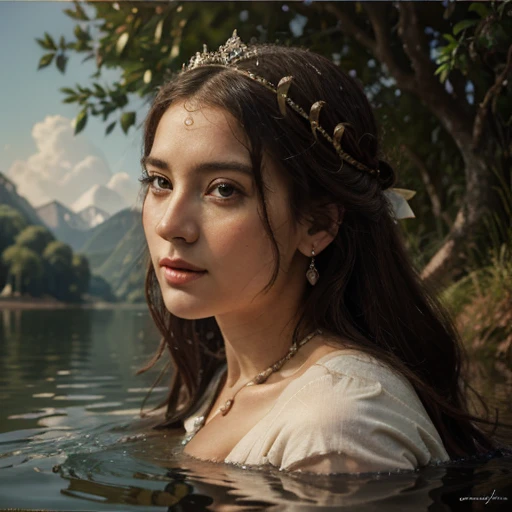 Ultra realistic photo of historical painting Madame do Lago as a goddess