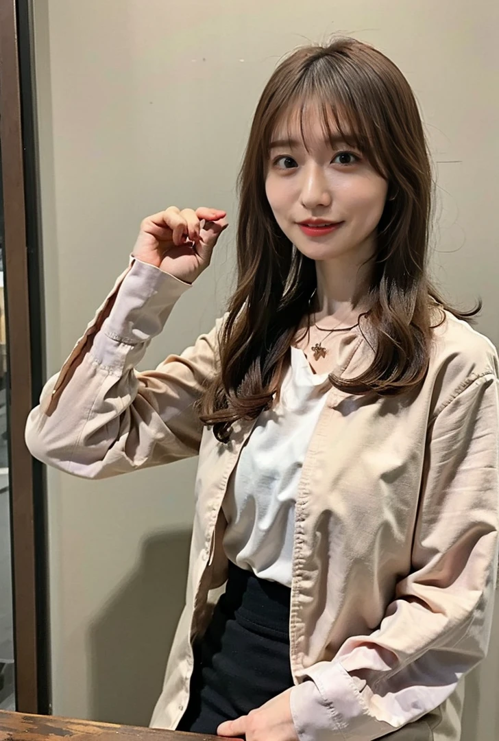 ((drooping eyes、Medium Hair、服の上からでもわかるBig Breasts、Both hands are in front of the belly button、A photo of panties visible through a short polo shirt、Roll up your shirt with your hands、She is wearing a white polo shirt and luxurious white panties.、:1.4))、In the living room、Length Cream Hair Color、Her huge breasts are obvious even through her clothes...、Small earrings、Light brown hair color、:1.4））、Shiny Hair、Light beige hair color、Background Blur、Light brown hair、｛｛Cowgirl Shot｝｝、（（Close-up shot from the waist up、Big Breasts:1.4））、Big Breasts、にっこりsmile、服からでも分かるBig Breasts、Cowboy Shot、素敵なsmile、（（Revealing clothing））、Full body photo、ring、Tuck your hair behind one ear、Silver Necklace、smile、Caustics、Highly detailed photos、Big Breasts、Super no makeup、(8K、RAW Photos、Highest quality、masterpiece:1.2)、(Realistic、Realistic)、1 Girl、((Big Breastsショートヘア、Looking into the camera:1.4))、Hair blowing in the wind
