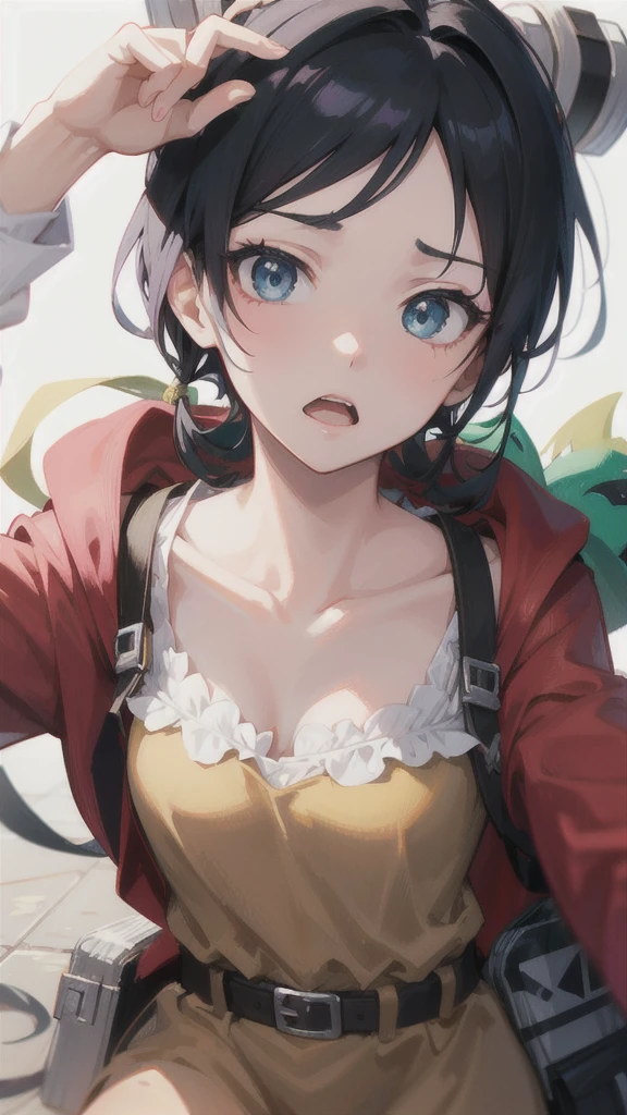 Anime girl with black hair and blue eyes looking at the camera, Attack on Titanより, (Attack on Titanアニメ), Close-up of a young anime girl, Young woman anime visual, Attack on Titan, Today's featured anime is still, Mikasa Ackerman, close!!!!!, Another close-up of Iwakura, Extremely close up shot, close!!