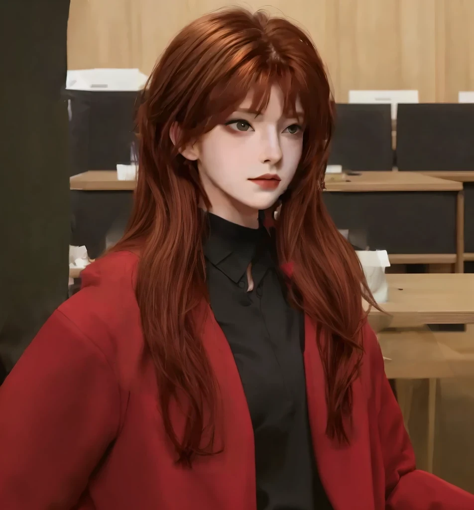 Reddish brown hair，