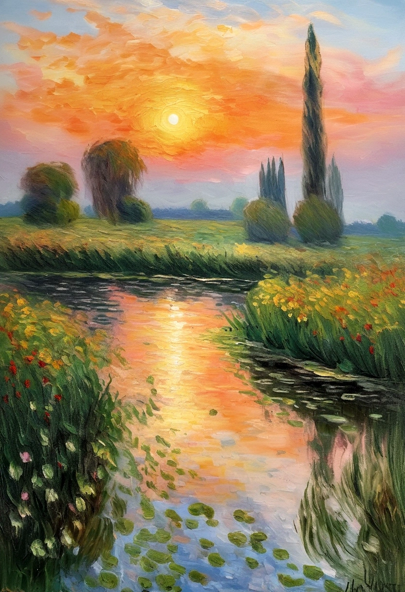 Monet oil painting:Sunrise impressions