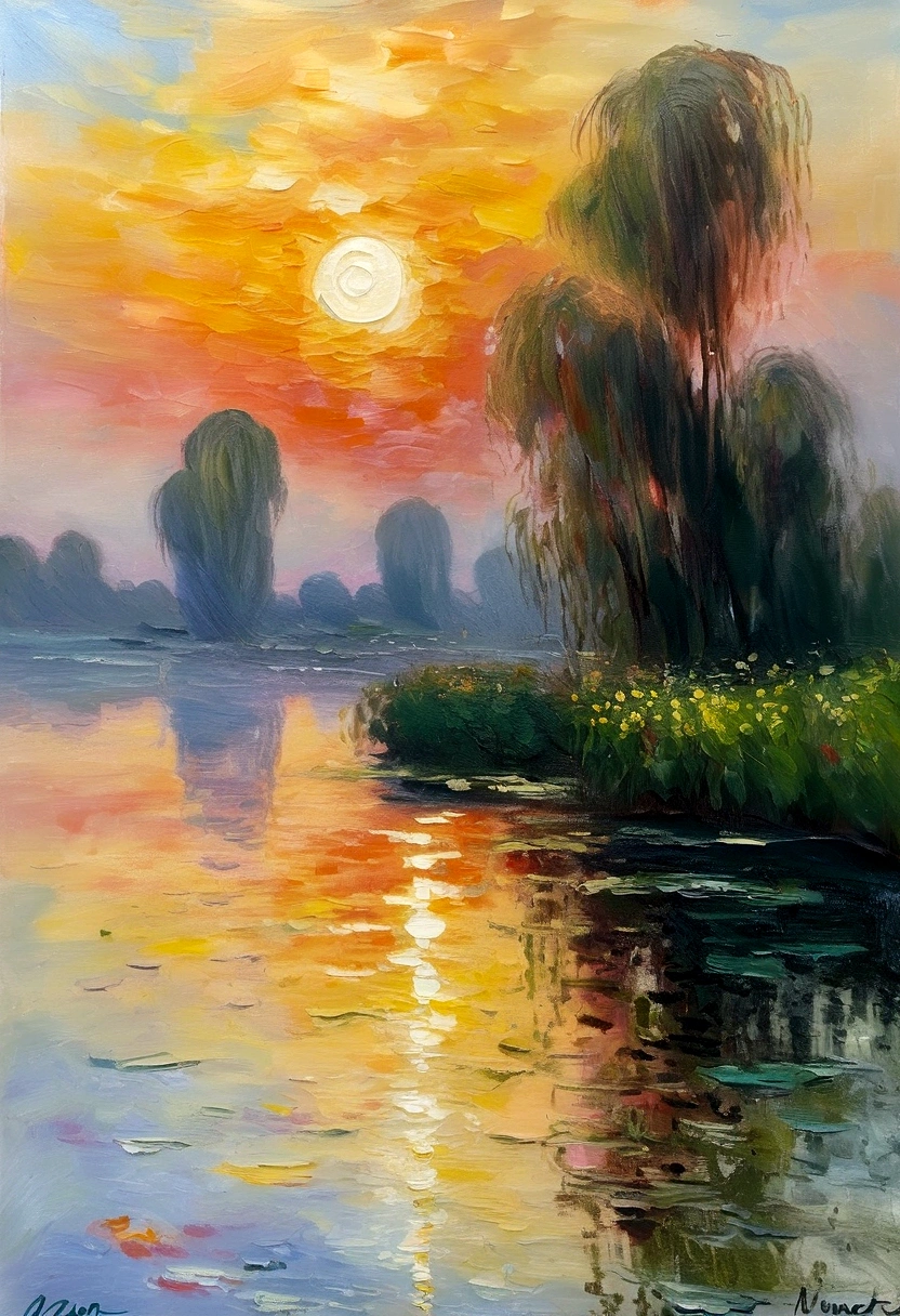 Monet oil painting:Sunrise impressions