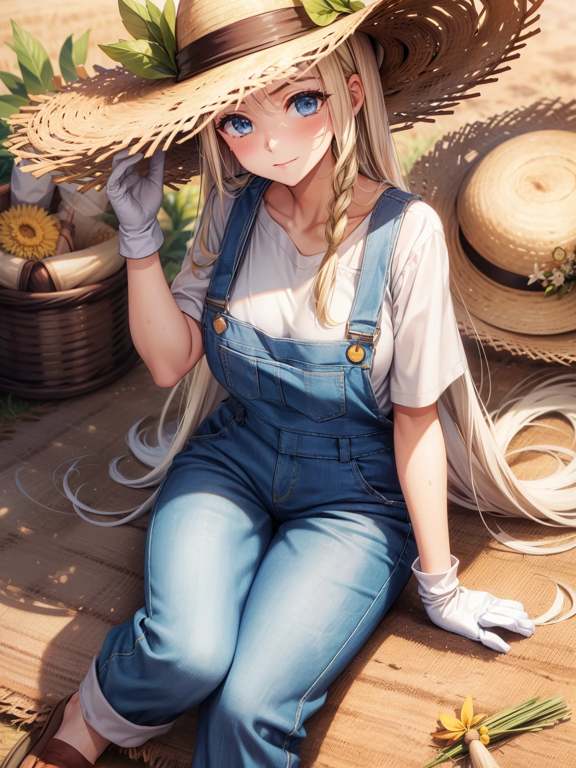 Sun Harvest Festival、Farmer、Straw hat、Overalls、towel around neck、gloves、pants、shoes、Sweat