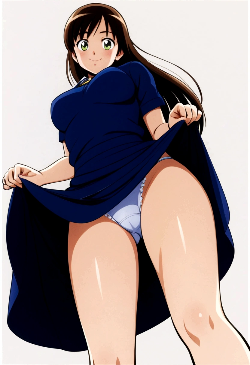 音無響子
Low - Angle、
Low - Angle、Long skirt、Hold down your skirt that is being blown up by the strong wind、Anime white panties in a strong wind、Crotch is visible
ローレグのパンツ、Color: White、
Crotch is visible、
、Lined、White lace lining、
