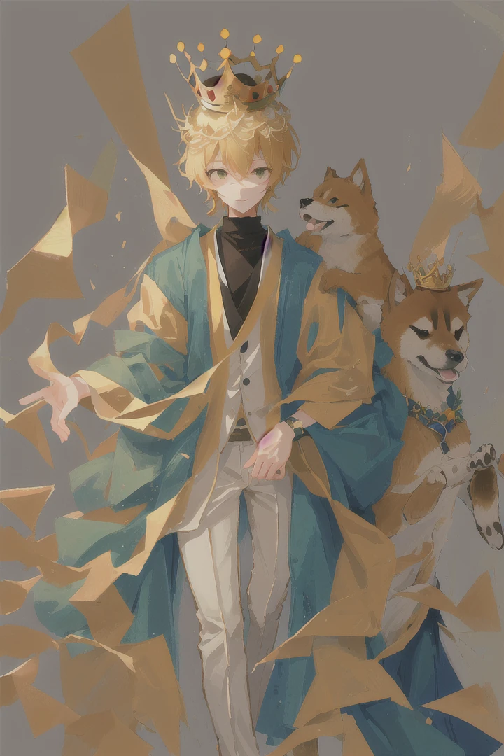 Shiba Inu anthropomorphics,Shiba Inu wearing a crown,Anthropomorphic form,Boys,cute