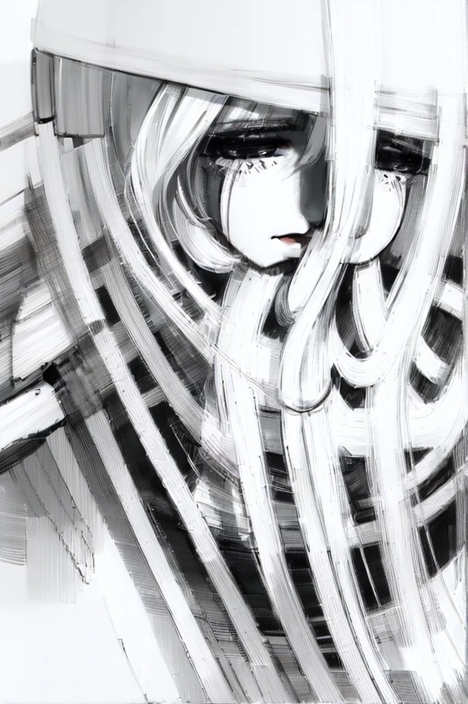 (White Background:1.6),[overview:0.5],(Monochrome:1.6),(sketch:1.6),(Line art:1.6),(Line Style:1.6), One girl,