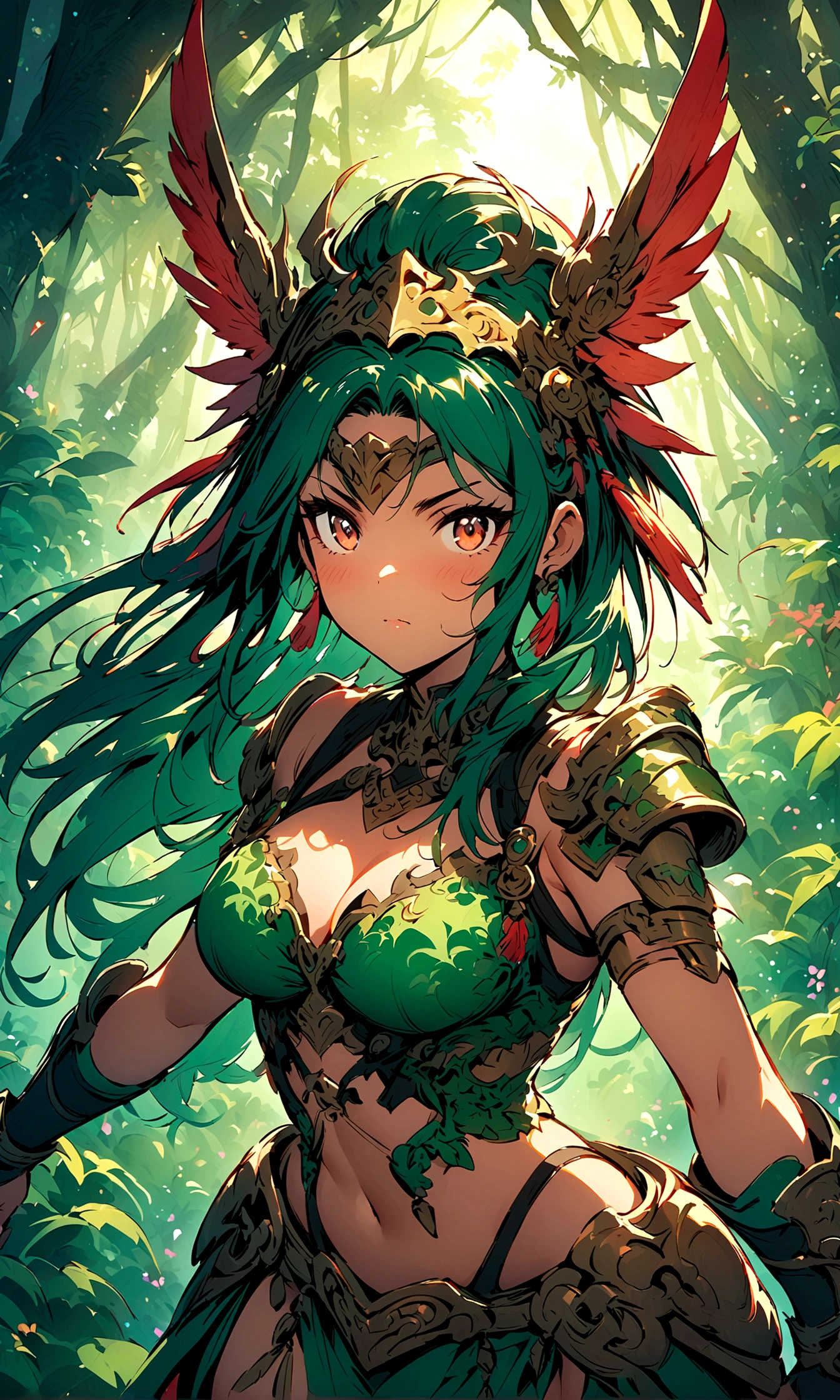 Woman 1 Female Warrior,Illustration style,Rainforest