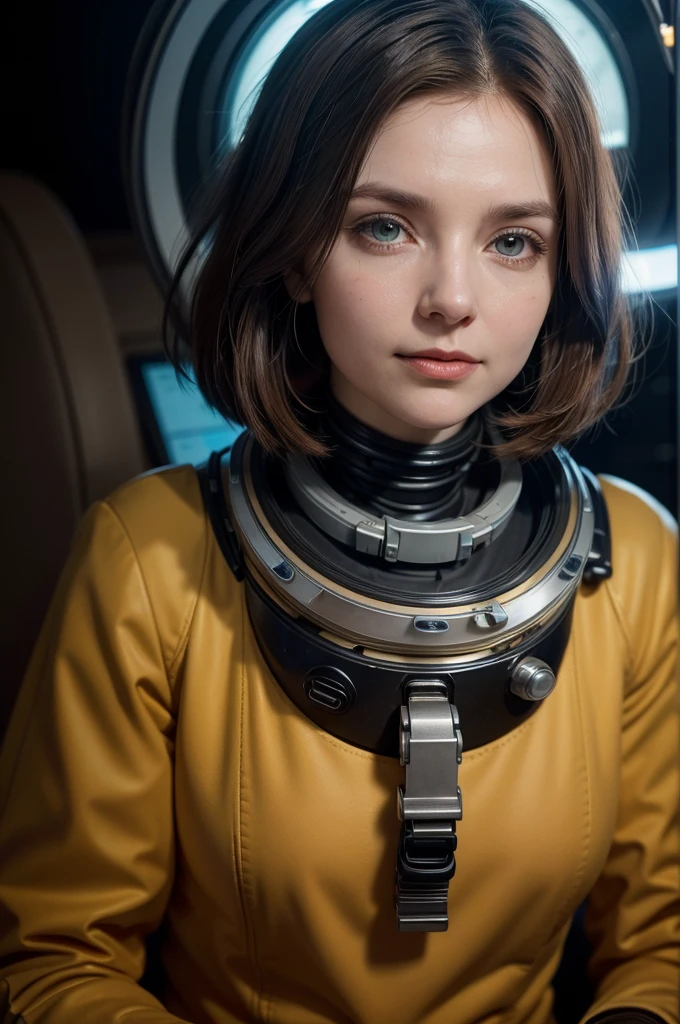 dr. Elara Voss is a renowned scientist specializing in astrobiology and space exploration. She has short brown hair, piercing eyes that shine with fascination for the unknown, and always wears a practical space suit, yet elegant. Elara is known for her brilliant mind and her passion for scientific discovery.