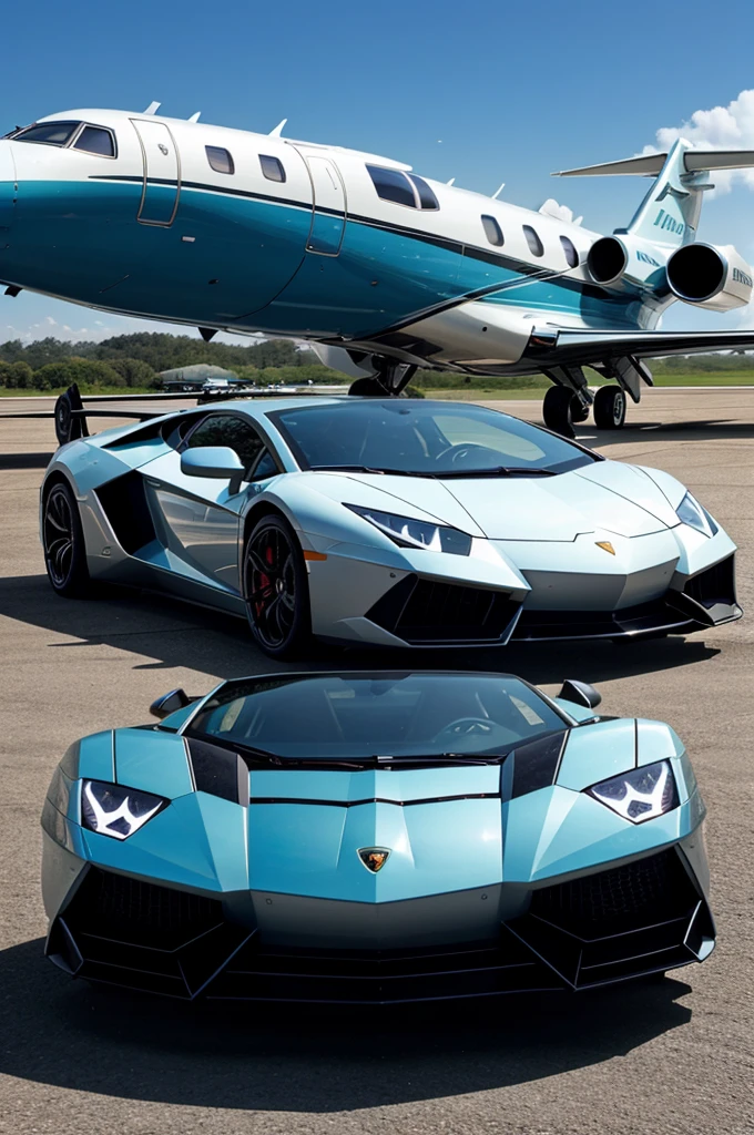Private jet and Lamborghini 