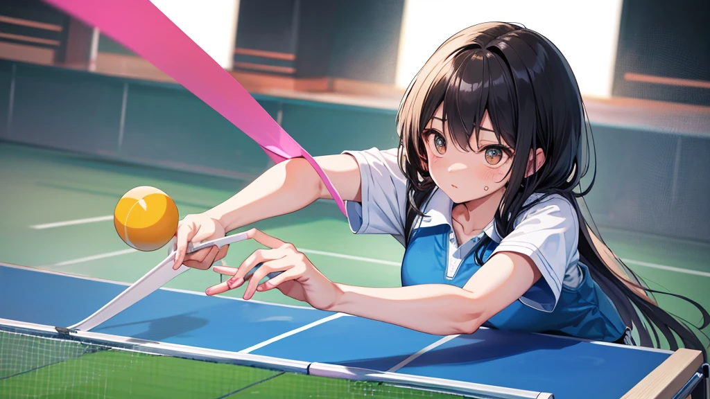 Highest quality、With a girl、Table tennis、sweating