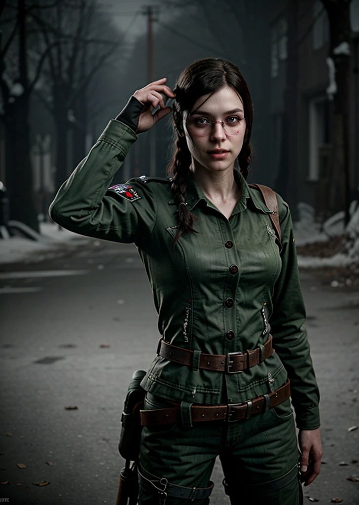 Solo, feral, undead, zombie pony, wearing tattered wwii German uniform, unreal engine, detailed background