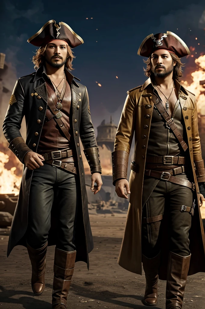 Two male pirates in a place of the free fire game