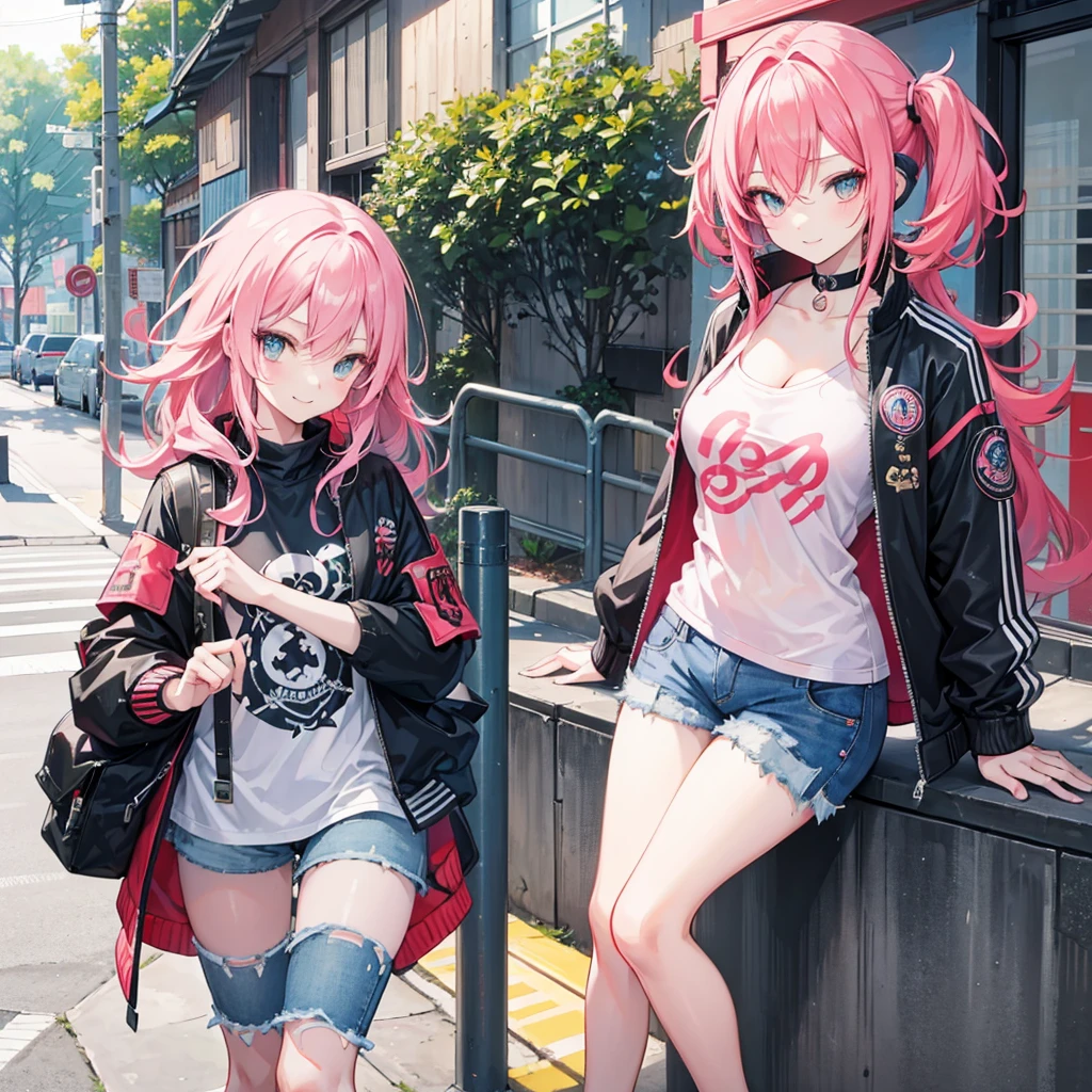 (((yuri))), (((2 girls))), Basketball shirt, baseball cap, Hot Pants, absurdres, RAW photo, extremely delicate and beautiful, masterpiece, Best Quality, ultra high resolution, 32k, hyperrealistic, ultra-detailed, detailed description, perfect anatomy, pale skin, 20 years old, detailed beautiful face and eyes, tearful mole, earring, short medium hair, wavy hair, random colored hair, whole body shot, colossal tits,