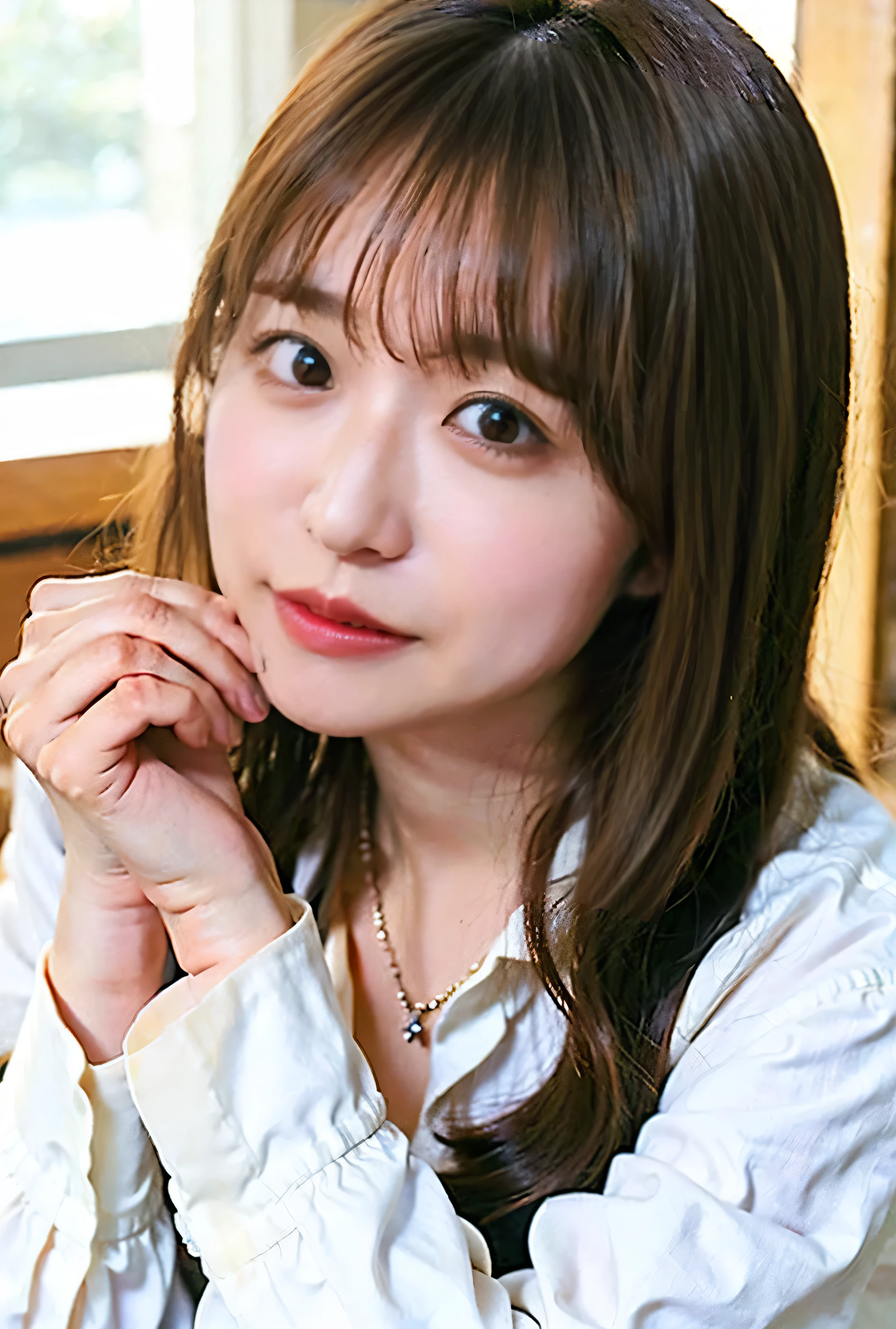 ((drooping eyes、Medium Hair、Big Breasts that can be seen even through clothes、Both hands are in front of the belly button、A photo of panties visible through a short polo shirt、Roll up your shirt with your hands、She is wearing a white polo shirt and luxurious white panties.、:1.4))、In the living room、Length Cream Hair Color、Her huge breasts are obvious even through her clothes...、Small earrings、Light brown hair color、:1.4))、Shiny Hair、Light beige hair color、Background Blur、Light brown hair、{{Cowgirl Shot}}、((Close-up shot from the waist up、Big Breasts:1.4))、Big Breasts、Smile、Big Breasts that can be seen even through clothes、Cowboy Shot、A lovely smile、((Revealing clothing))、Full body photo、ring、Tuck your hair behind one ear、Silver Necklace、smile、Caustics、Highly detailed photos、Big Breasts、Super no makeup、(8K、RAW Photos、Highest quality、masterpiece:1.2)、(Realistic、Realistic)、1 Girl、((Big Breastsショートヘア、Looking into the camera:1.4))、Hair blowing in the wind