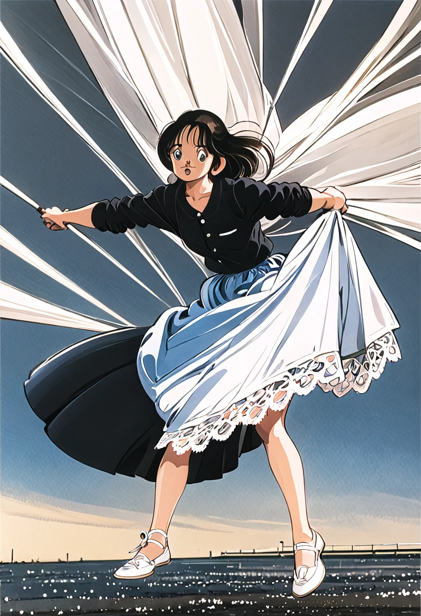 音無響子
Low - Angle、
Low - Angle、Long skirt、Hold down your skirt that is being blown up by the strong wind、Anime white panties in a strong wind、?????? is visible
ローレグのパンツ、Color: White、
?????? is visible、
、Lined、White lace lining、
