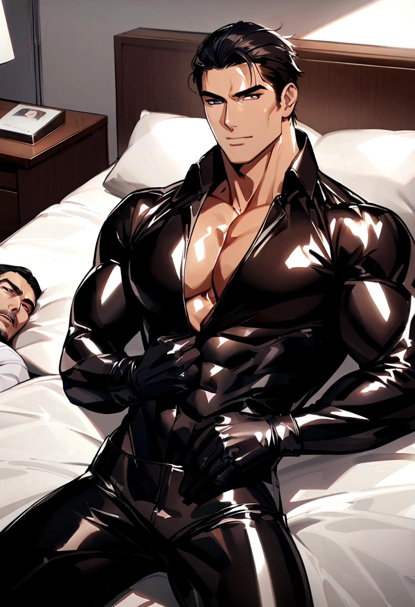 30 years old,daddy,"shiny suit",leather trousers ,Dad lie down on the bed, k hd,in the office,"big muscle", gay ,black hair,asia face,masculine,strong man,the boss is,handsome,,leather gloves,lecherous dad,look straight ahead,dad is handsome,dad is handsome ,dad is "horny dad"