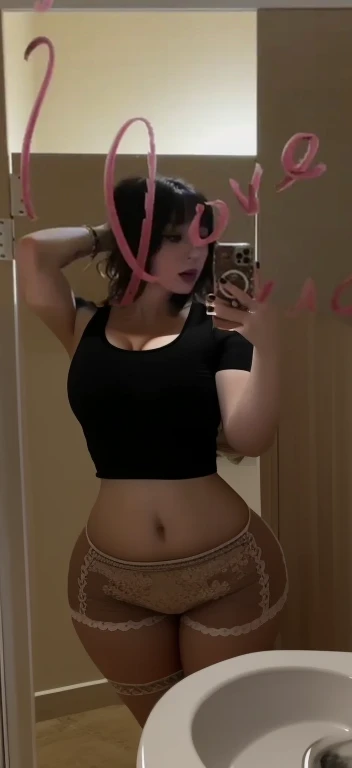 arafed woman taking a selfie in a mirror with a camera, her belly button is exposed, charli xcx, mirror selfie, tinyest midriff ever, wearing a sexy cropped top, physical : tinyest midriff ever, low quality video, belly button showing, 2 4 year old female model, thin waist, wearing a cropped black tank top, Big tits, huge tits, no clothes, sexy, cute, wide hips, thick thighs, pear-shaped body, minimal clothes, thick, bbw, chubby stomach, thick nipples, nipple piercings, large areola, hard nipples, piercing through shirt, nipples hard through shirt, busty, major cleavage, naked, ripping through top, spilling over sides, bra too tight, giant , dominatrix, dominatrix clothes, brunette, belly button, less clothes, upper body zoom