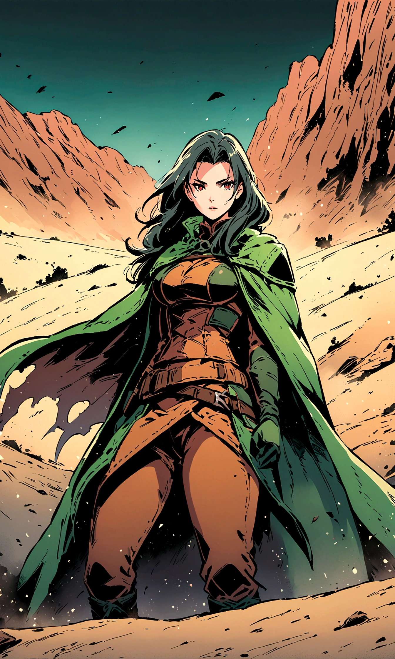 woman,Rogue,desert,Sand,cloak,Illustration style