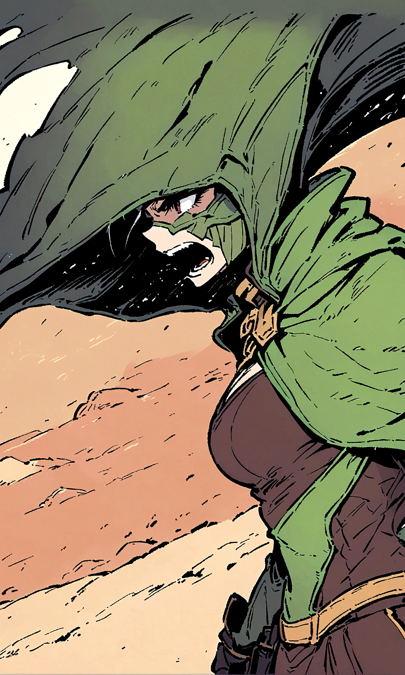 woman,Rogue,desert,Sand,cloak,Illustration style