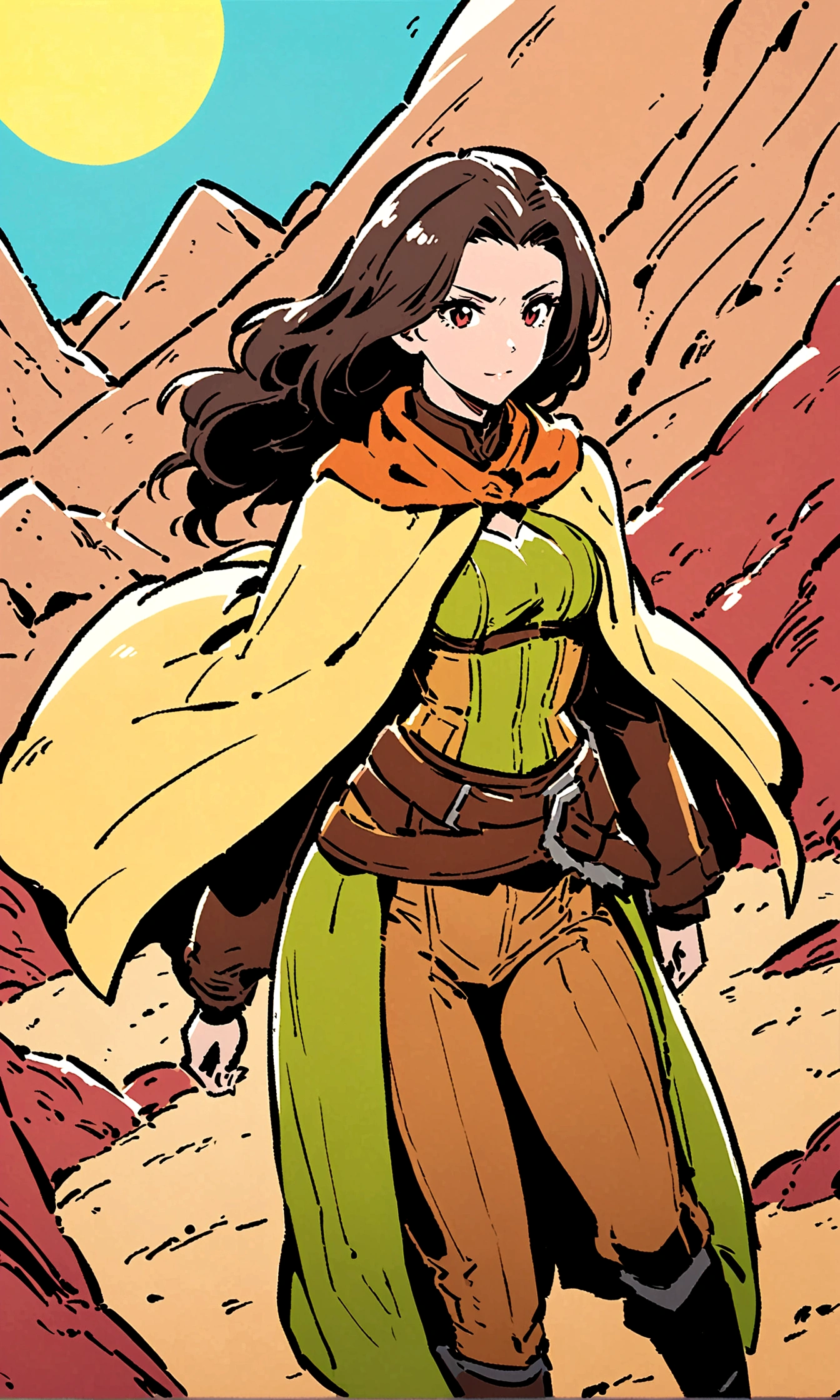 woman,Rogue,desert,Sand,cloak,Illustration style