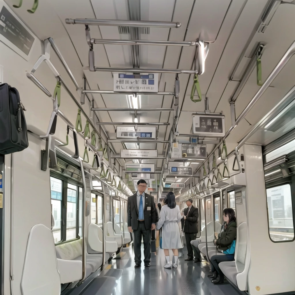 Highest quality, Super detailed, figure,
Multiple Girls, Small breasts , Black Hair, Glasses, school bag, smile, Laughter, View your viewers, crowded train、Lots of schoolgirls、1man、A man stands behind a woman、A man touching a woman's buttocks or groin、
e235, Inside the train, scenery, Sheet, window, screen, Realistic, photograph background, photograph (Moderate), photographRealistic, close、Surrounded by men1Schoolgirlolester、Looking from directly below