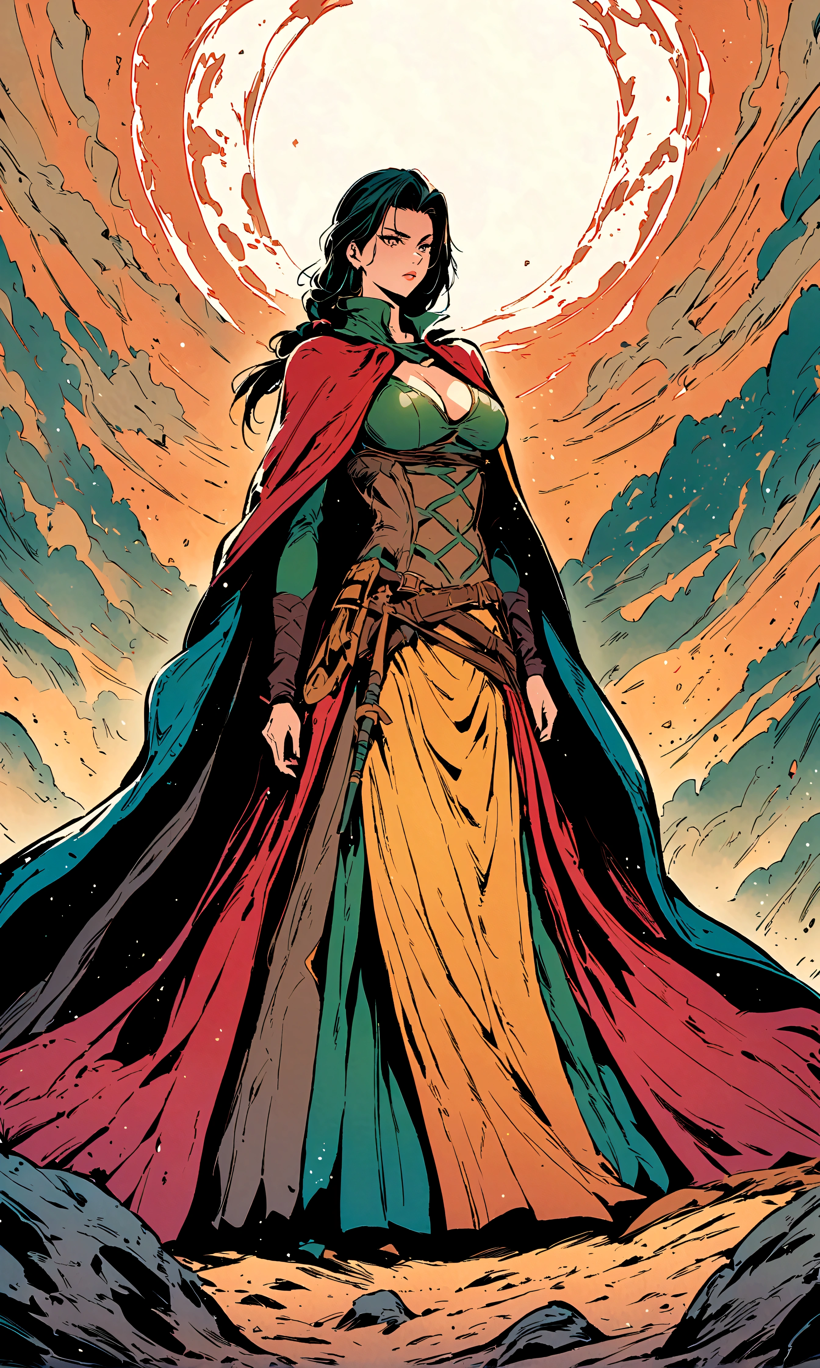 woman,Rogue,desert,Sand,cloak,Illustration style