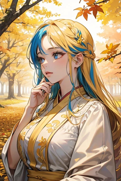 {{{{masterpiece}}}}, {{{Ultra-detailed}}}, {{{High resolution}}}, {{Excellent anatomy}}, (((Highest quality))), ((Very delicate and beautiful)), {{Very detailed and delicate}}, {8k CG wallpaper},((Detailed Background))、Extremely detailed, solo, Perfect Face, Beautiful face, Highly detailed face，(Mastepiece), (Best Quality)、One female、Best Style、Beauty、The most beautiful woman in the world、(((黄colorの透けたドレス:1.5))),((Big Breasts))、a 黄color tree lined path with leaves on the ground, breath-taking Beautiful trees, breath - taking Beautiful trees, Blossoming Road to Heaven, Bright but gloomy gold, 黄color color, 黄color colours, Golden Autumn, in autumn, wonderful, 黄color carpeted, 黄color hue, Beautiful trees, shades of 黄color, color: 黄color, Golden Leaf, During the fall、palace、(((ピンクcolorのロングヘア―)))