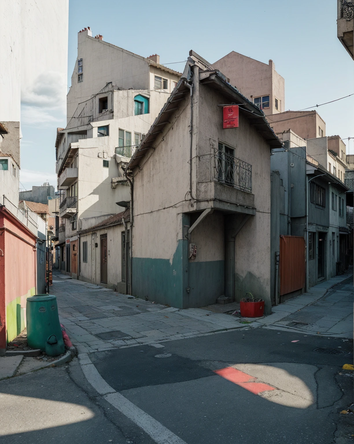 add more quality and color to the photo and make the landscape a dangerous street
