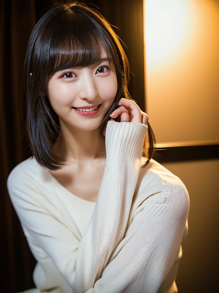 8K raw photo、High resolution、18 year old Japanese、Beautiful eyes in every detail、long eyelashes、beautiful double eyelids、eyeliner、long slit eyes、elongated eye shape、Sansakumaru chewing on a straw'Legally thin and beautiful thigh hair、A sloppy smile、girly style costume mini skirt、cowboy shot、black stockings、