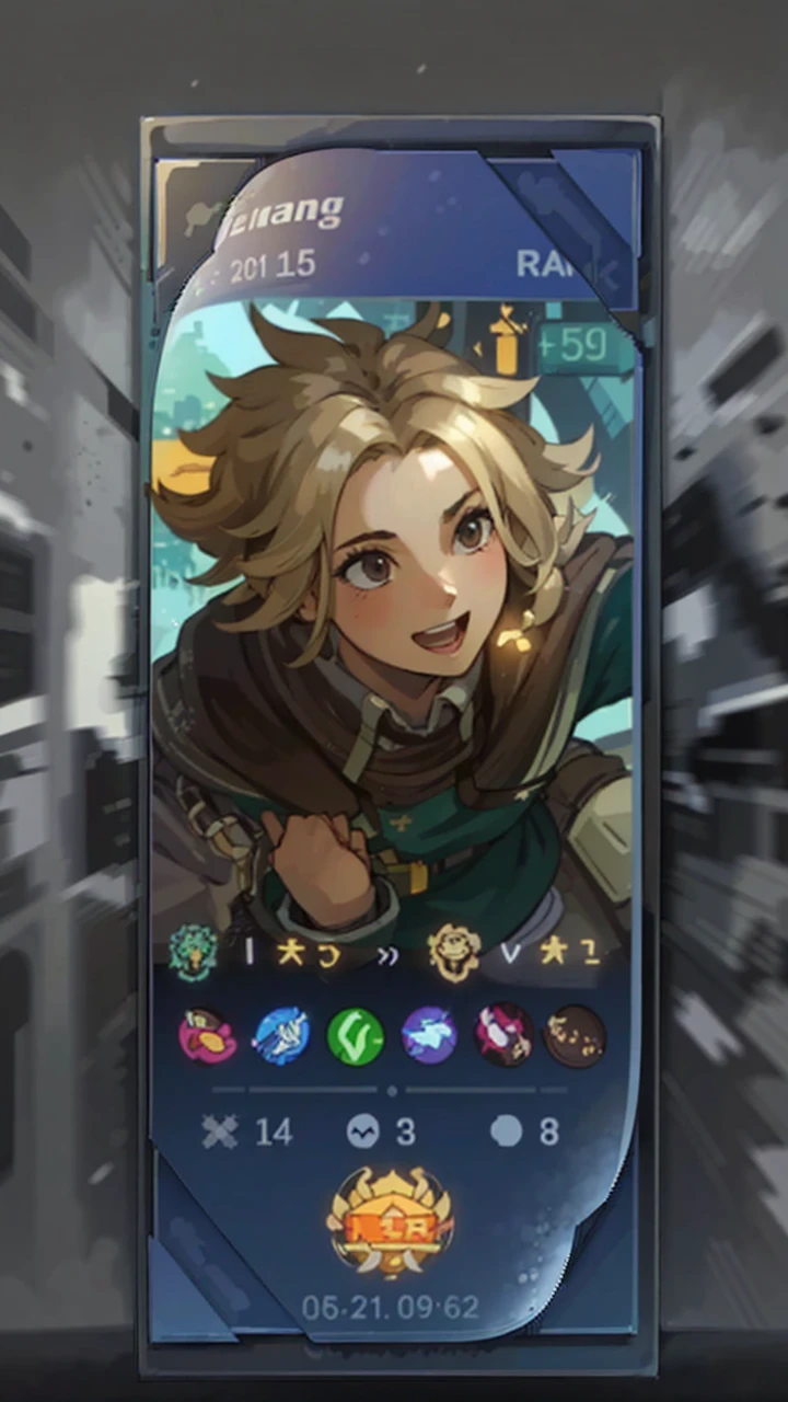 (best quality:0.8) perfect anime illustration, a pretty, happy woman with short curly brown hair on the street in the city, wearing a hoodie, skirt